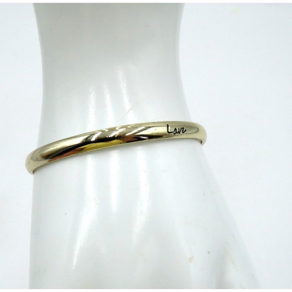 Silver Tone Open Cuff Bracelet Bangle Engraved Love Script Adjustable Unbranded